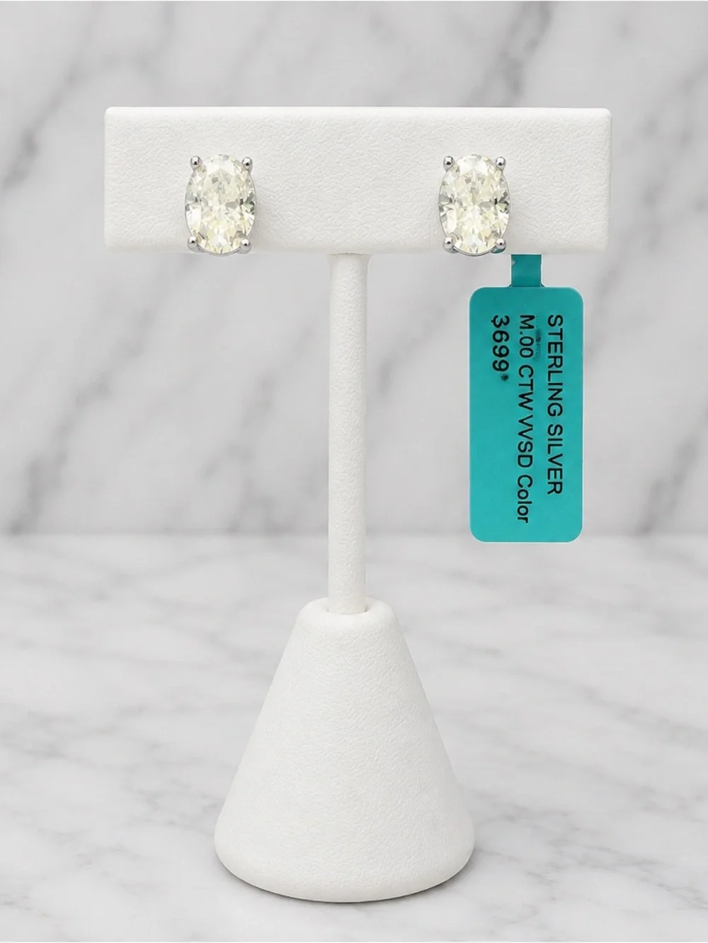 NWT Sterling Silver Moissanite 3.00 CTW VVS D Color Stud Earrings